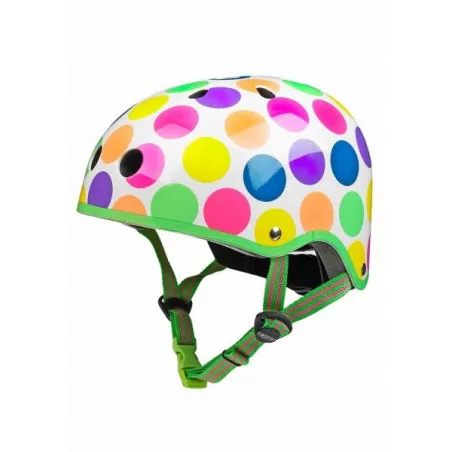 Casco infantil de lunares neón talla M con sistema de regulación y ventilación para bicicleta
