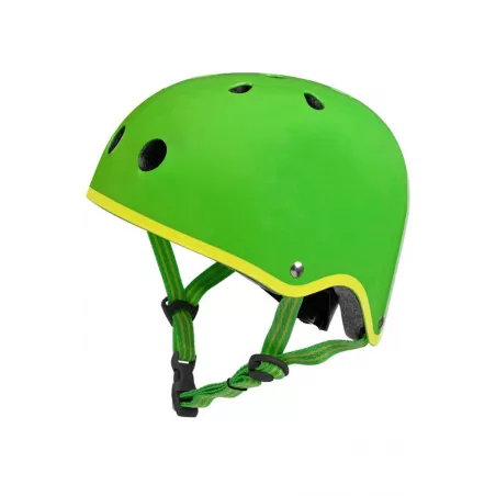 Casco infantil verde neón talla M para bicicleta y patinete con alta visibilidad y ajuste preciso.