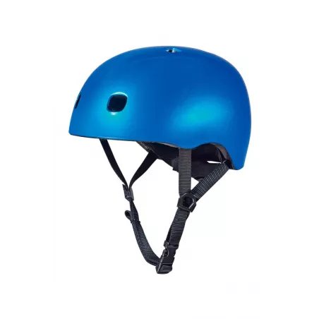 Casco infantil azul metalizado V2 con cierre magnético Fidlock y luz LED trasera de seguridad.