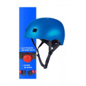 Casco infantil azul metalizado V2 con cierre magnético Fidlock y luz LED trasera de seguridad.