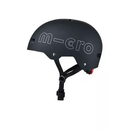 Casco urbano Negro V2 de policarbonato con luz LED trasera integrada y cierre magnético para ciclismo urbano.