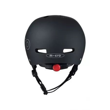Casco urbano Negro V2 de policarbonato con luz LED trasera integrada y cierre magnético para ciclismo urbano.