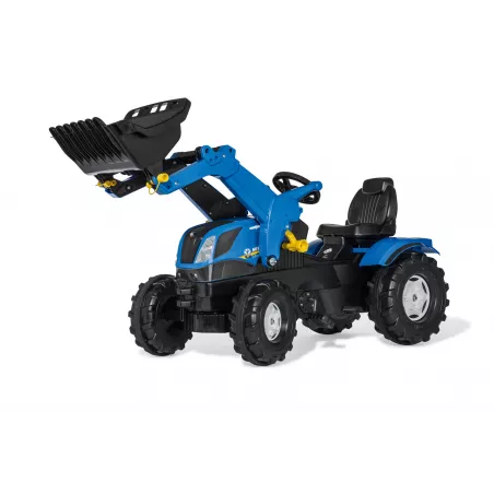 Tractor de pedales Rolly Farmtrac New Holland T7 con pala cargadora delantera funcional para niños de 3 a 8 años.