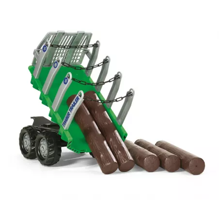 Remolque 2 ejes con 6 Troncos para tractor a pedales