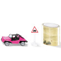 Coche buggy de juguete Siku con neumáticos de goma y cinta de carretera para diseñar circuitos.