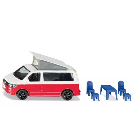 Furgoneta de juguete VW T6 California a escala 1:50 con puertas practicables