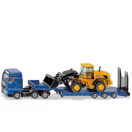 Camión de juguete MAN con excavadora JCB de metal y plástico con brazo móvil