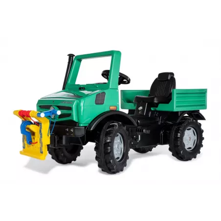 Tractor a pedales RollyUnimog Forestal verde con cabrestante para niños de 3 a 8 años
