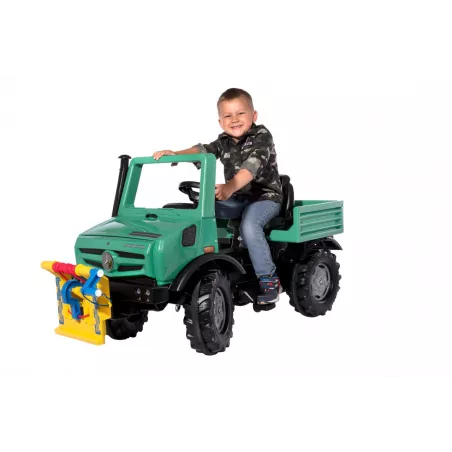 Tractor a pedales RollyUnimog Forestal verde con cabrestante para niños de 3 a 8 años