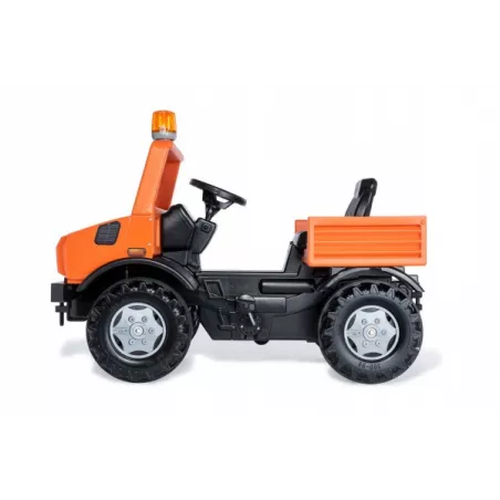 Vehículo de pedales Rolly Unimog Servicios para niños de 3 a 8 años, ideal para juego al aire libre.
