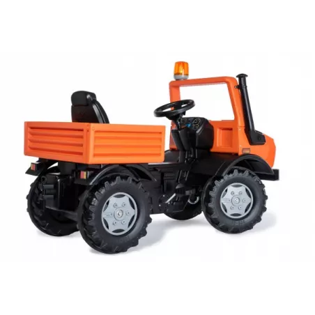 Vehículo de pedales Rolly Unimog Servicios para niños de 3 a 8 años, ideal para juego al aire libre.