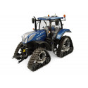 Tractor New Holland T7.225 azul a escala 1:32 de metal, réplica coleccionable de Universal Hobbies.