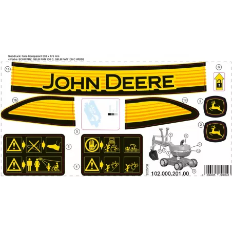 Pegatina oficial John Deere para excavadora de juguete RollyDigger, repuesto resistente y realista.