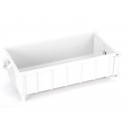 Contenedor roll-off blanco de juguete Bruder a escala 1:16 para camiones de construcción en miniatura.