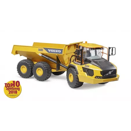 Camión dumper articulado de juguete Volvo A60H de Bruder a escala 1:16 con volquete funcional.