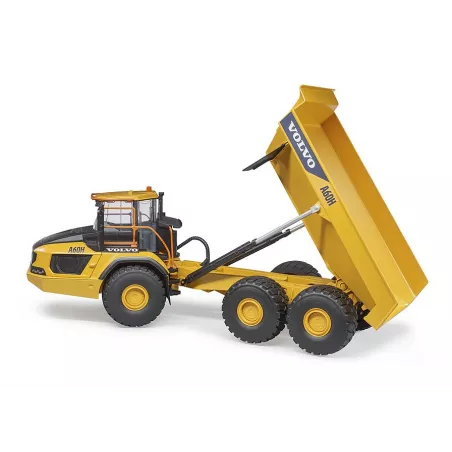 Camión dumper articulado de juguete Volvo A60H de Bruder a escala 1:16 con volquete funcional.