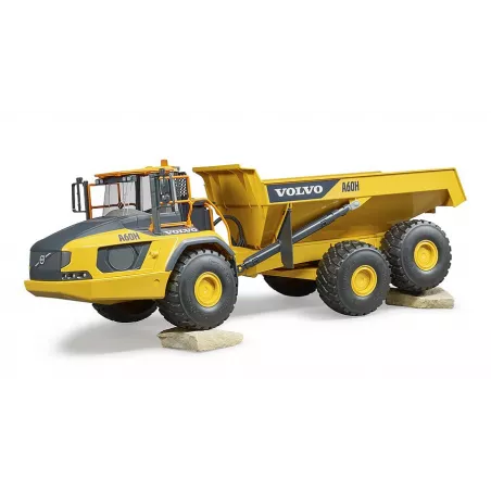 Camión dumper articulado de juguete Volvo A60H de Bruder a escala 1:16 con volquete funcional.
