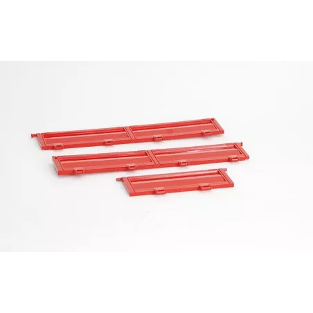Laterales abatibles rojos escala 1:16 para remolques de juguete Bruder.