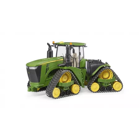 Tractor de juguete John Deere 9620RX a escala 1:16 de Bruder con sistema de orugas y dirección articulada.