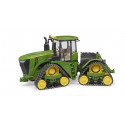 Tractor de juguete John Deere 9620RX a escala 1:16 de Bruder con sistema de orugas y dirección articulada.