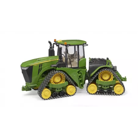 Tractor de juguete John Deere 9620RX a escala 1:16 de Bruder con sistema de orugas y dirección articulada.