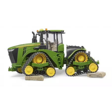 Tractor de juguete John Deere 9620RX a escala 1:16 de Bruder con sistema de orugas y dirección articulada.