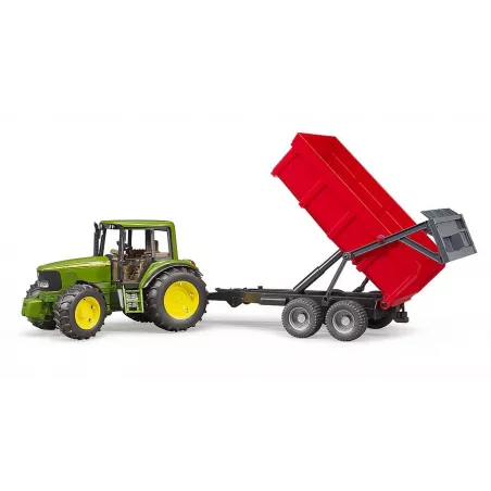 Tractor de juguete John Deere 6920 con remolque verde a escala 1:16