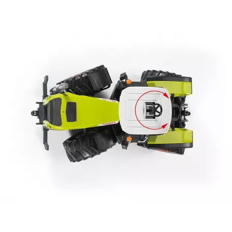 Tractor de juguete Claas Xerion 5000 de Bruder a escala 1:16 con cabina giratoria y neumáticos perfilados.