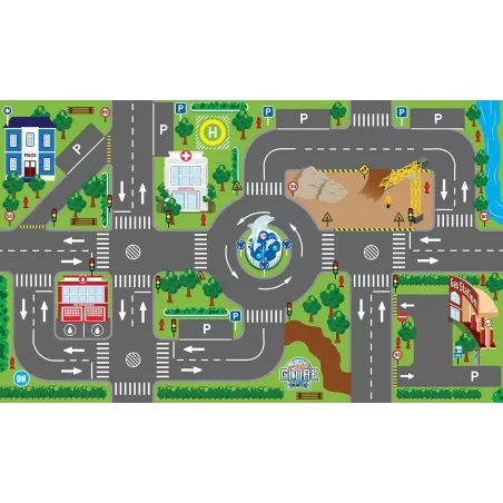 Alfombra infantil de juego con diseño de calles y semáforos Kids Globe de 120x72 cm.