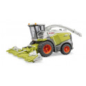 Cosechadora de juguete Claas Jaguar 980 a escala 1:16 con cabina transparente y cabezal de recogida.