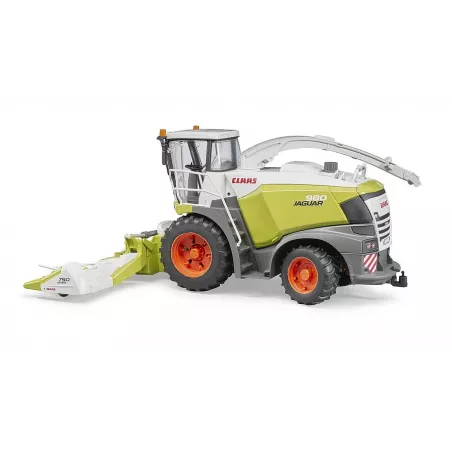 Cosechadora de juguete Claas Jaguar 980 a escala 1:16 con cabina transparente y cabezal de recogida.