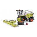 Cosechadora de juguete Claas Jaguar 980 a escala 1:16 con cabina transparente y cabezal de recogida.