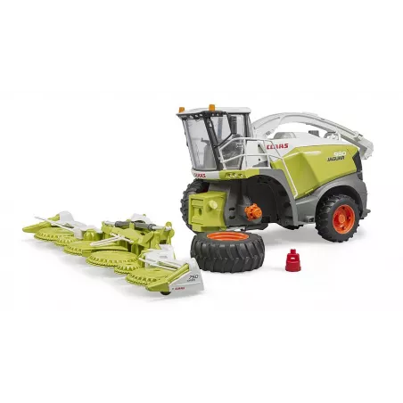Cosechadora de juguete Claas Jaguar 980 a escala 1:16 con cabina transparente y cabezal de recogida.