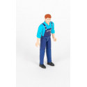 Figura de mecánico articulado Bruder escala 1:16 para vehículos de juguete y talleres.