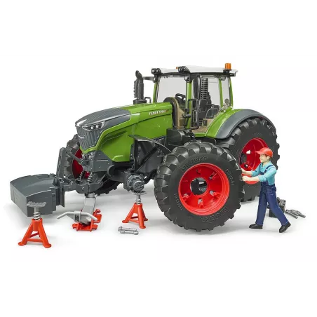 Tractor de juguete Fendt 1050 Vario mecánico Bruder a escala 1:16 con puertas y capó que se abren.