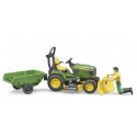 Cortacésped de juguete John Deere con remolque basculante, pala móvil y jardinero a escala 1:16.