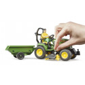 Cortacésped de juguete John Deere con remolque basculante, pala móvil y jardinero a escala 1:16.