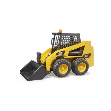 Cargadora compacta CAT de juguete a escala 1:16 con pala frontal móvil y neumáticos perfilados.