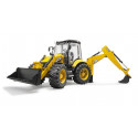 Retroexcavadora de juguete JCB 5CX eco marca Bruder a escala 1:16 con palas móviles.