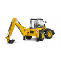 Retroexcavadora de juguete JCB 5CX eco marca Bruder a escala 1:16 con palas móviles.
