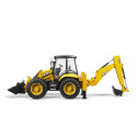 Retroexcavadora de juguete JCB 5CX eco marca Bruder a escala 1:16 con palas móviles.