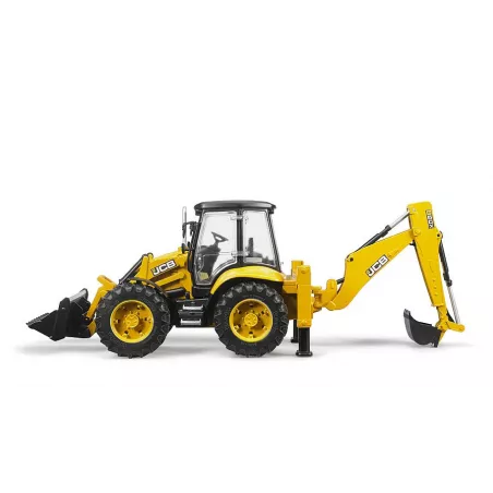 Retroexcavadora de juguete JCB 5CX eco marca Bruder a escala 1:16 con palas móviles.