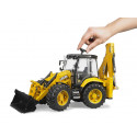Retroexcavadora de juguete JCB 5CX eco marca Bruder a escala 1:16 con palas móviles.