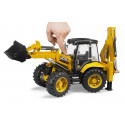 Retroexcavadora de juguete JCB 5CX eco marca Bruder a escala 1:16 con palas móviles.