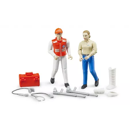 Set de ambulancia de juguete Bruder escala 1:16 con figura para misiones de rescate.