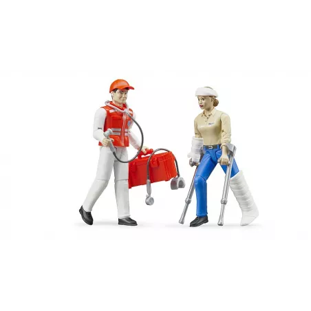 Set de ambulancia de juguete Bruder escala 1:16 con figura para misiones de rescate.