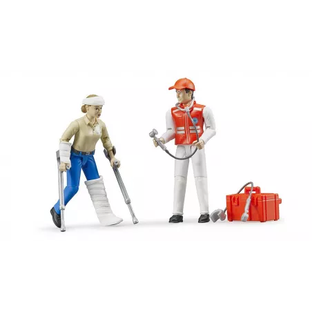 Set de ambulancia de juguete Bruder escala 1:16 con figura para misiones de rescate.