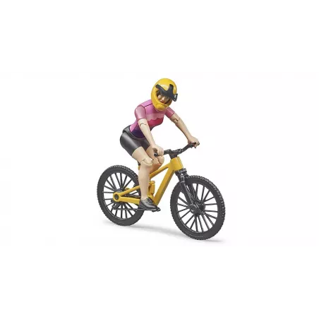 Bicicleta de montaña de juguete Bruder con figura articulada bworld y casco