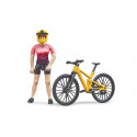 Bicicleta de montaña de juguete Bruder con figura articulada bworld y casco