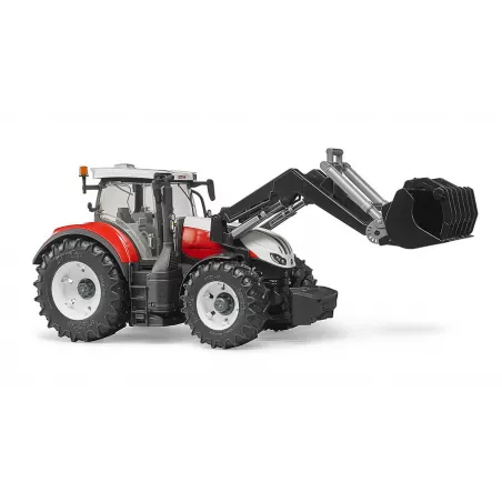 Tractor de juguete Steyr 6300 CVT con pala frontal funcional escala 1:16 de Bruder